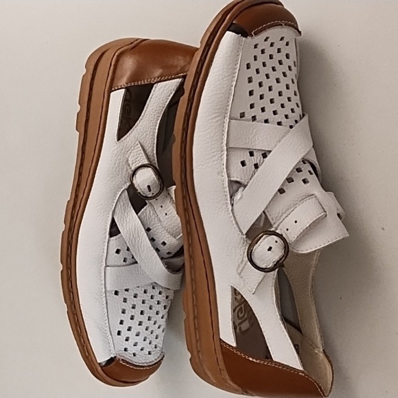 Riekers Antistress White & Saddle Brown Perforated Leather Loafer - Picture 10 of 12